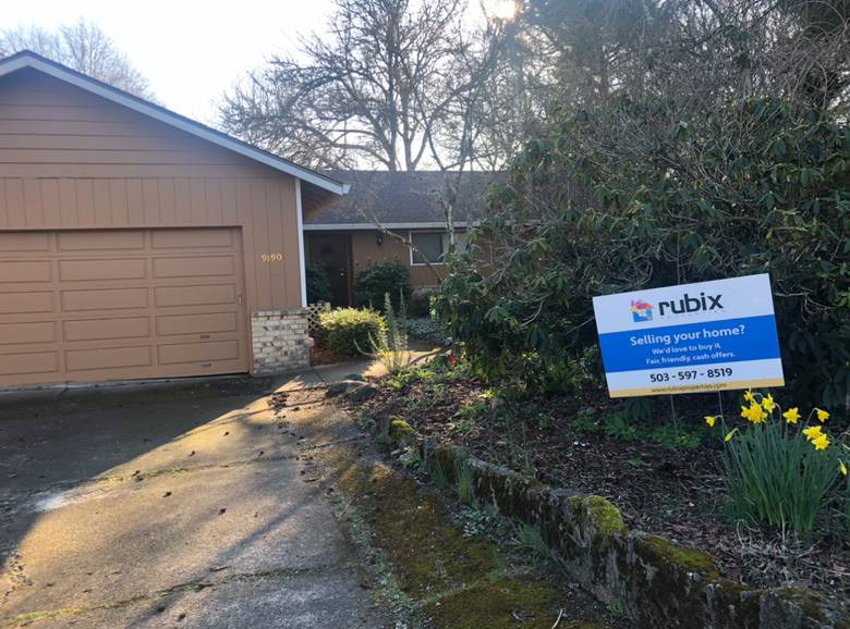 Rubix Properties sign in front of a house on Parkview Loop in Portland